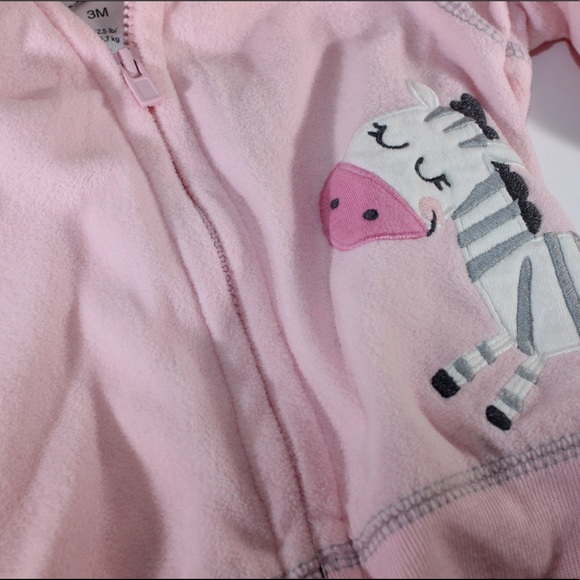 CARTERS Fleece Full Zip Coat Jacket Zebra Pink 3M - Picture 4 of 6